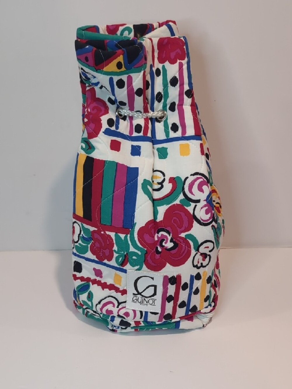 90's Quilted Vibrant Floral Drawstring Insulated Cooler Backpack Lunch Bag